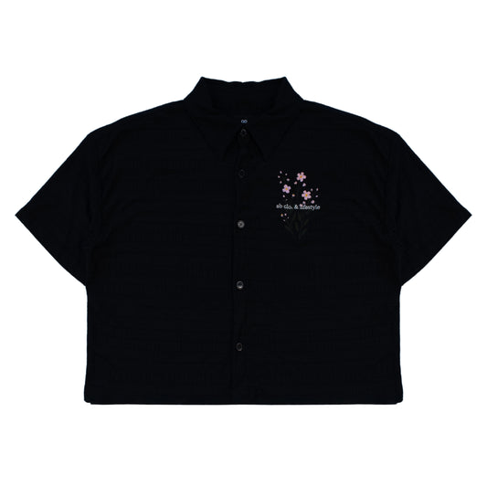 italian knit box polo shirt | midnight flora