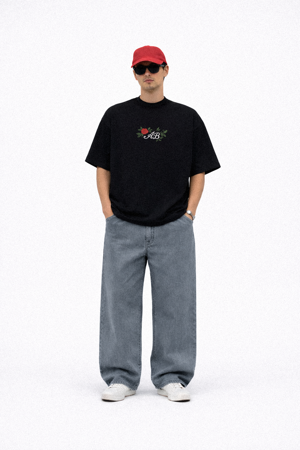 oversized box tee | spring in black