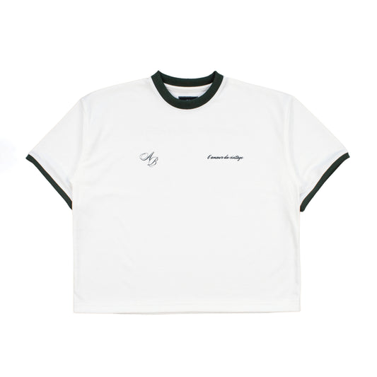 oversized boxy cropped tee | love of vintage in forest & white
