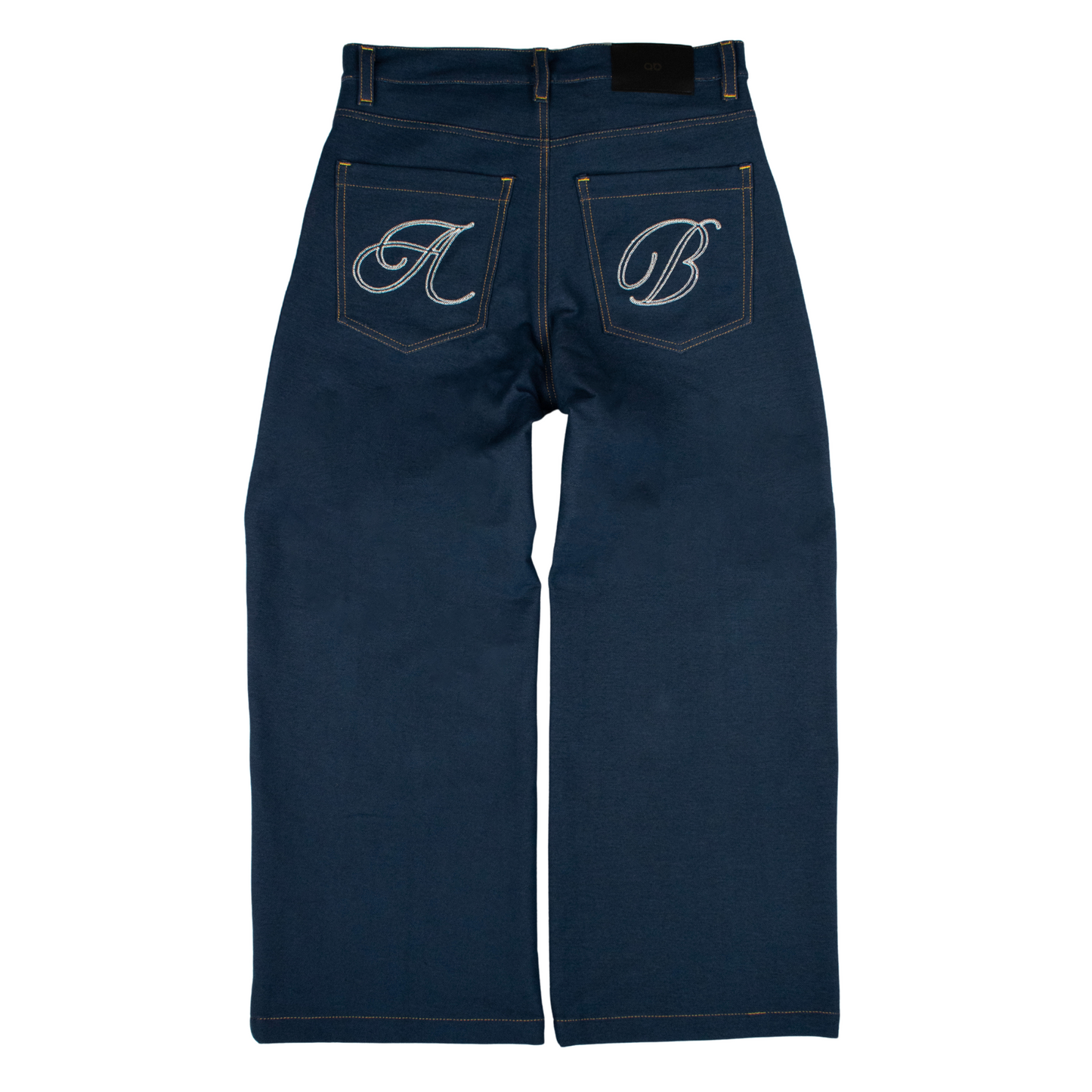 denim wide-leg trousers | navy