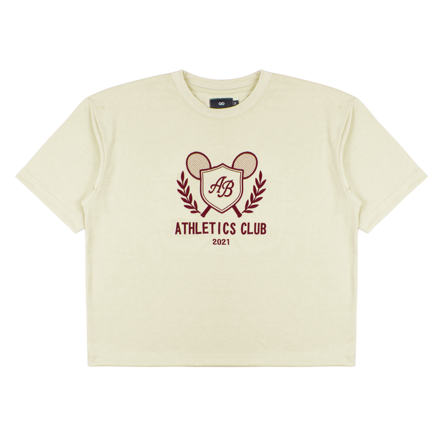 oversized box tee | athletics club in crème