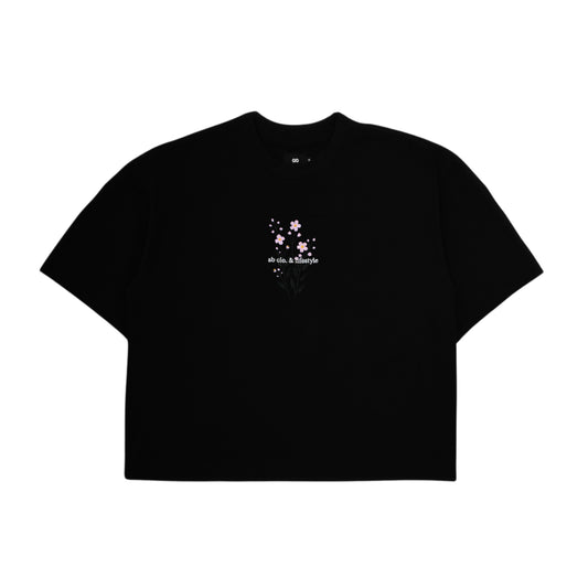 oversized boxy cropped tee | flora in black