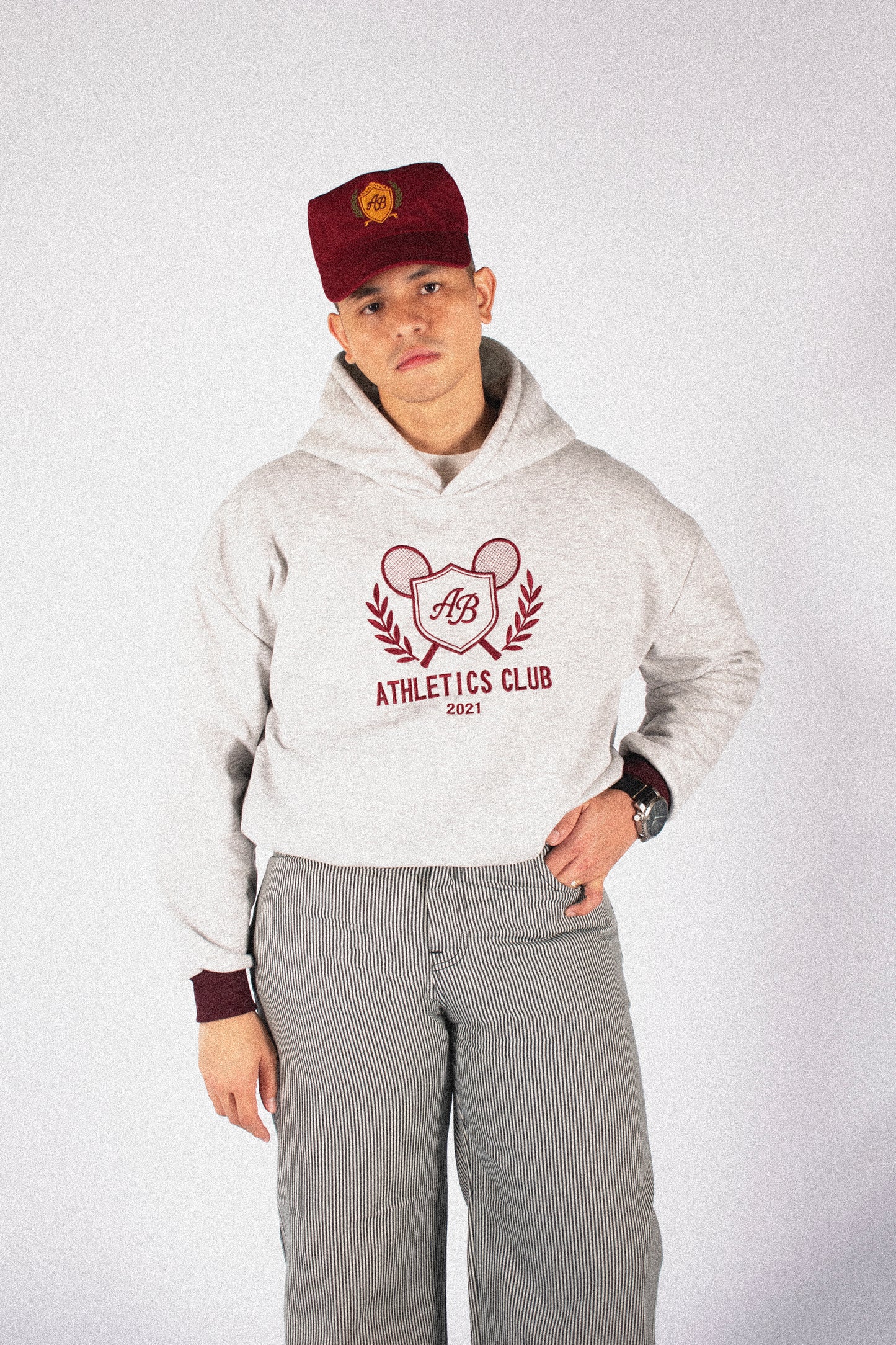 oversized box hoodie | athletics club in ash & auburn