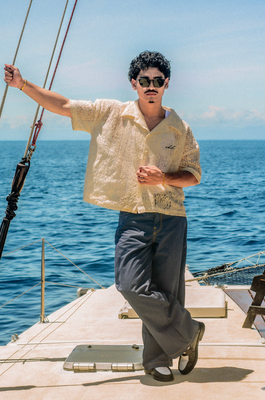 lace italian box polo shirt | paisley & flora