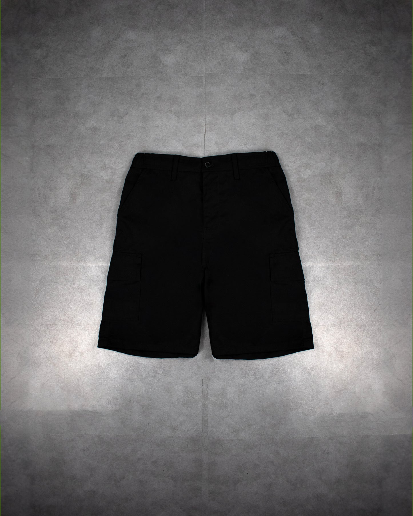 long shorts | hybrid belt-loop | below-knee | black