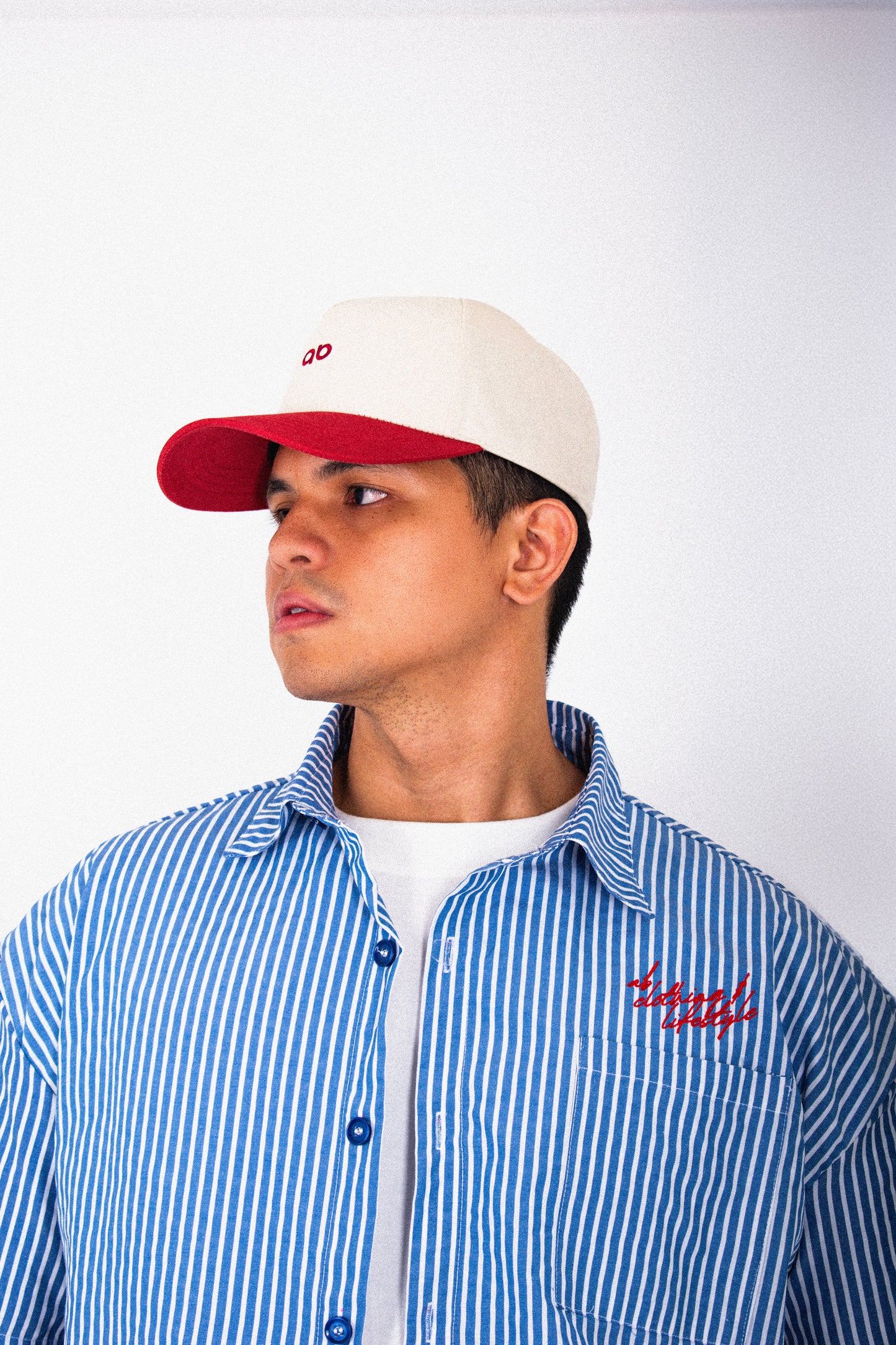 cropped polo shirt | button-down | drop shoulder | box fit | retro striped | vintage cambric | first drop | vintage blue