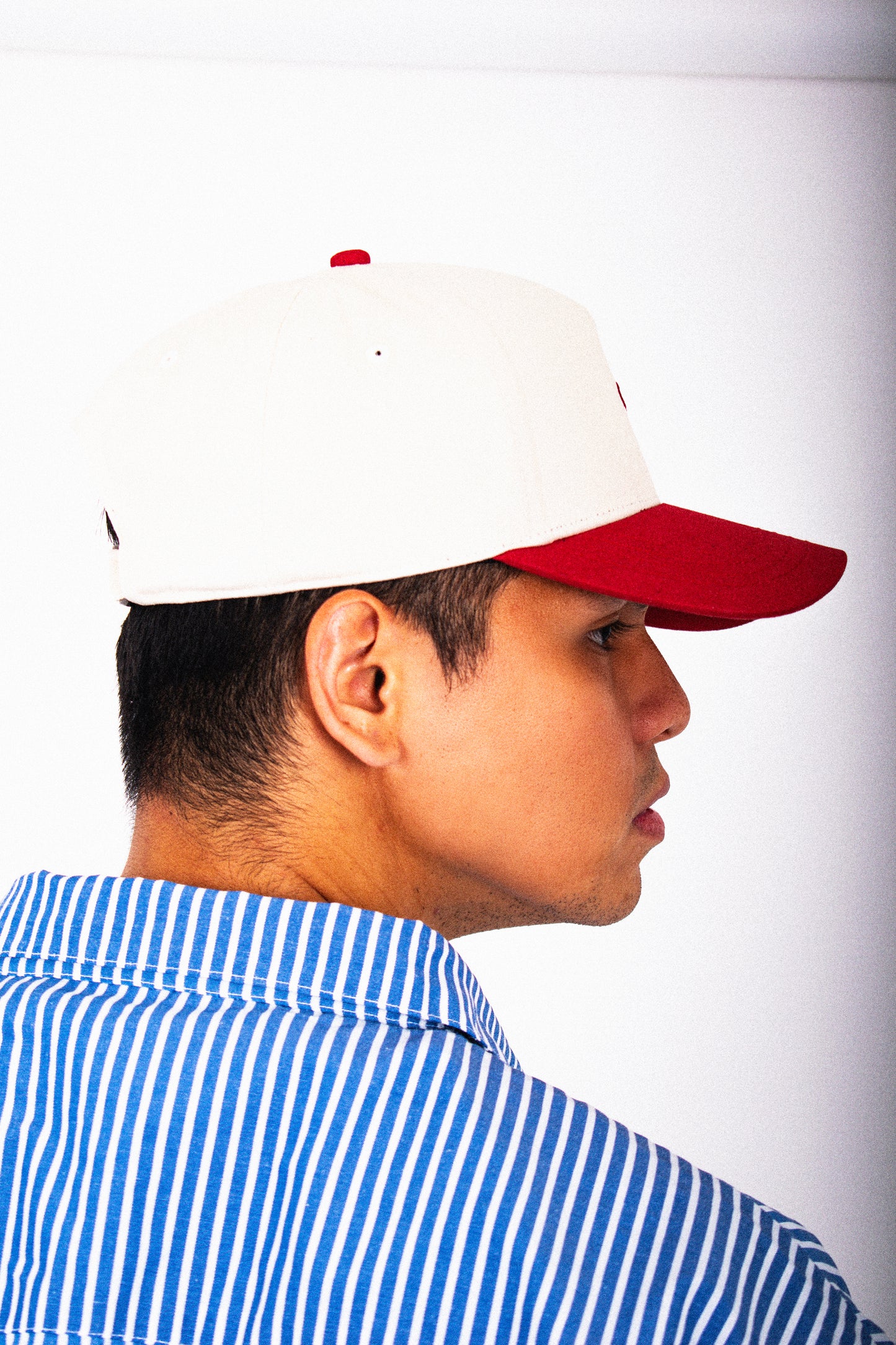 cropped polo shirt | button-down | drop shoulder | box fit | retro striped | vintage cambric | first drop | vintage blue