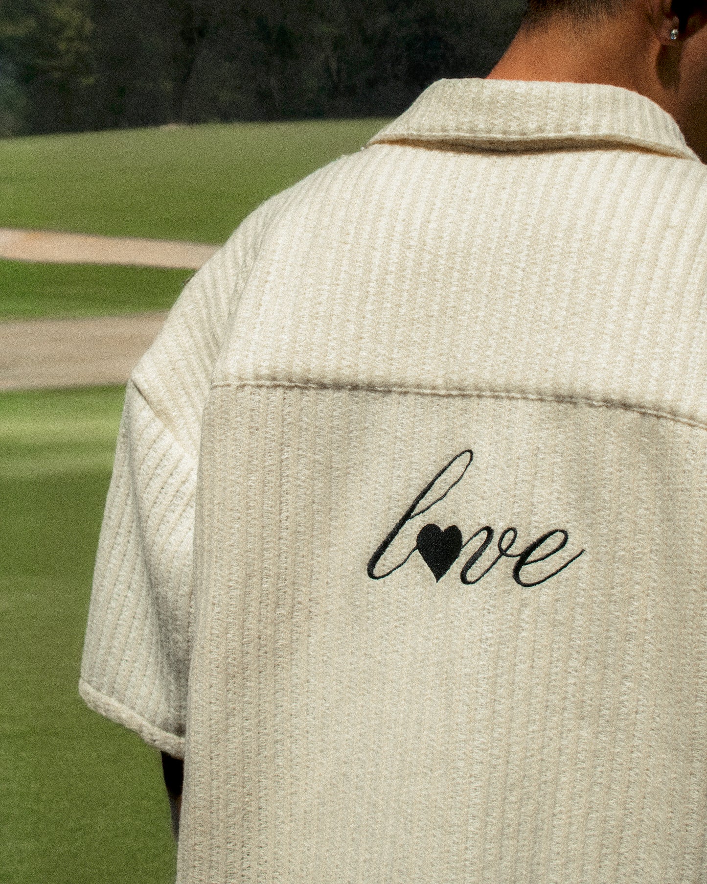 oversized knit box polo shirt | crème