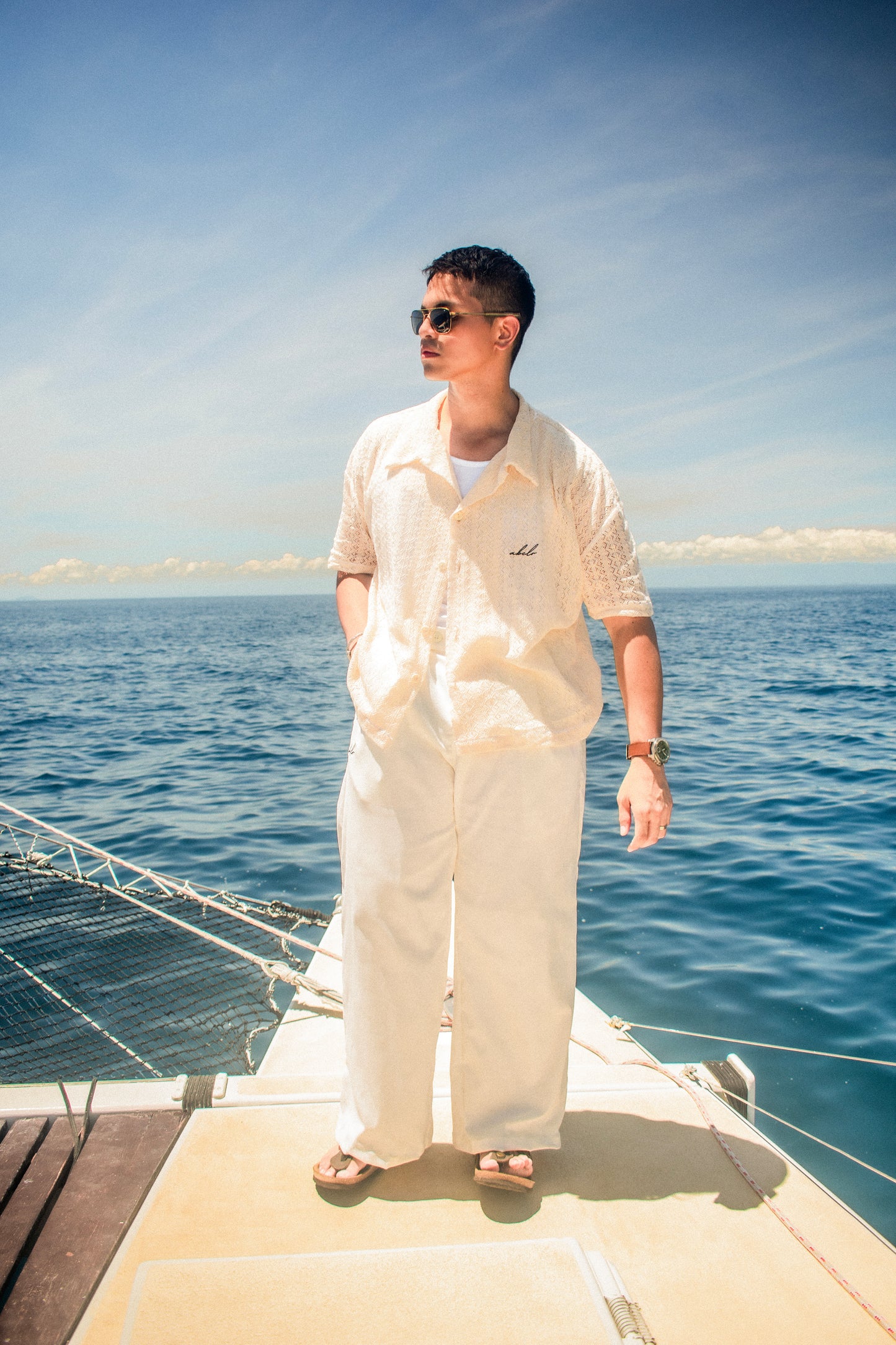 pleated trousers | wide & straight | woven | endless summer | blanc