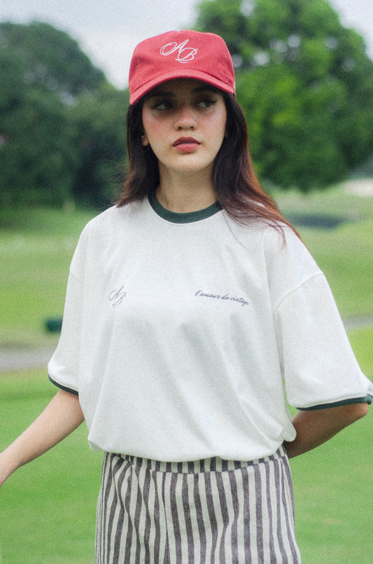 oversized boxy cropped tee | love of vintage in forest & white