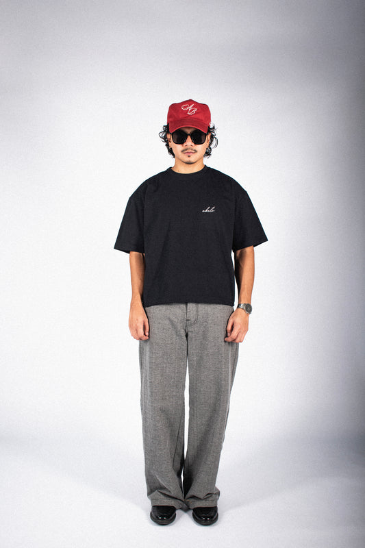 oversized boxy cropped tee | black