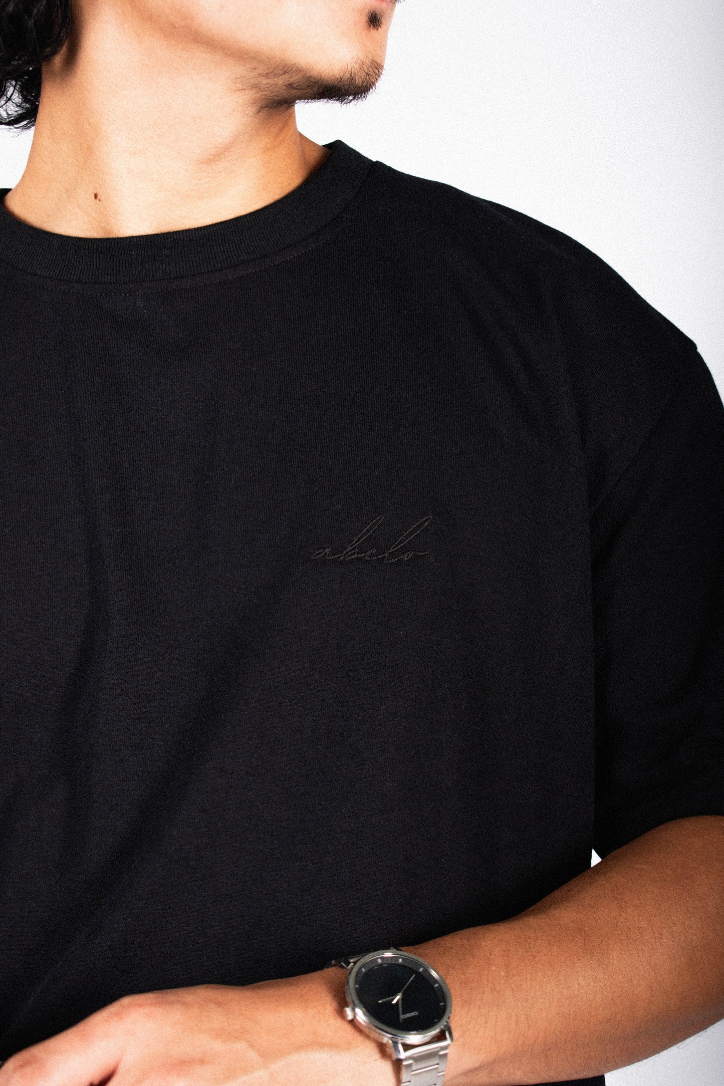 oversized boxy cropped tee | dyad black