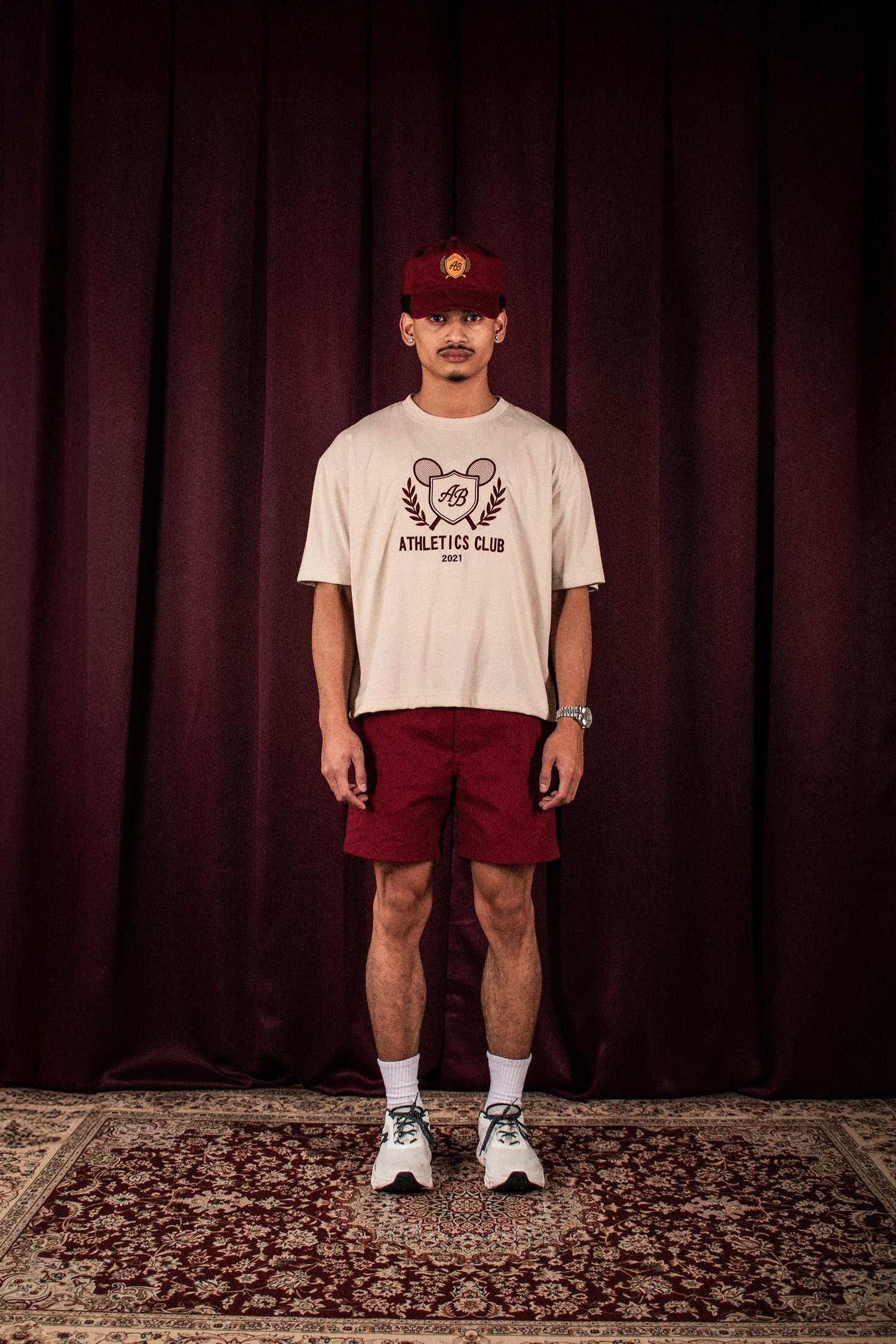 oversized box tee | athletics club in crème