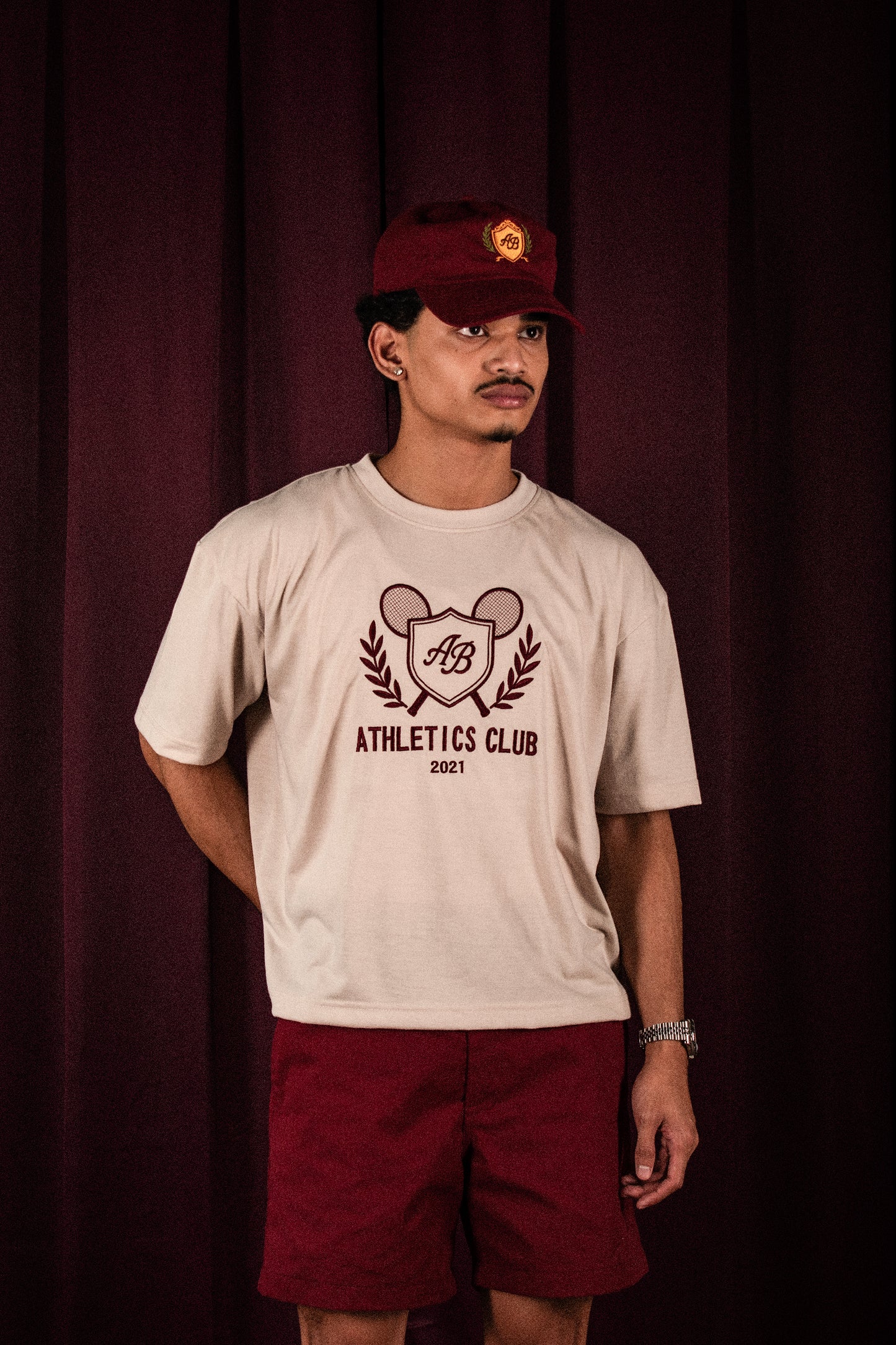 oversized box tee | athletics club in crème