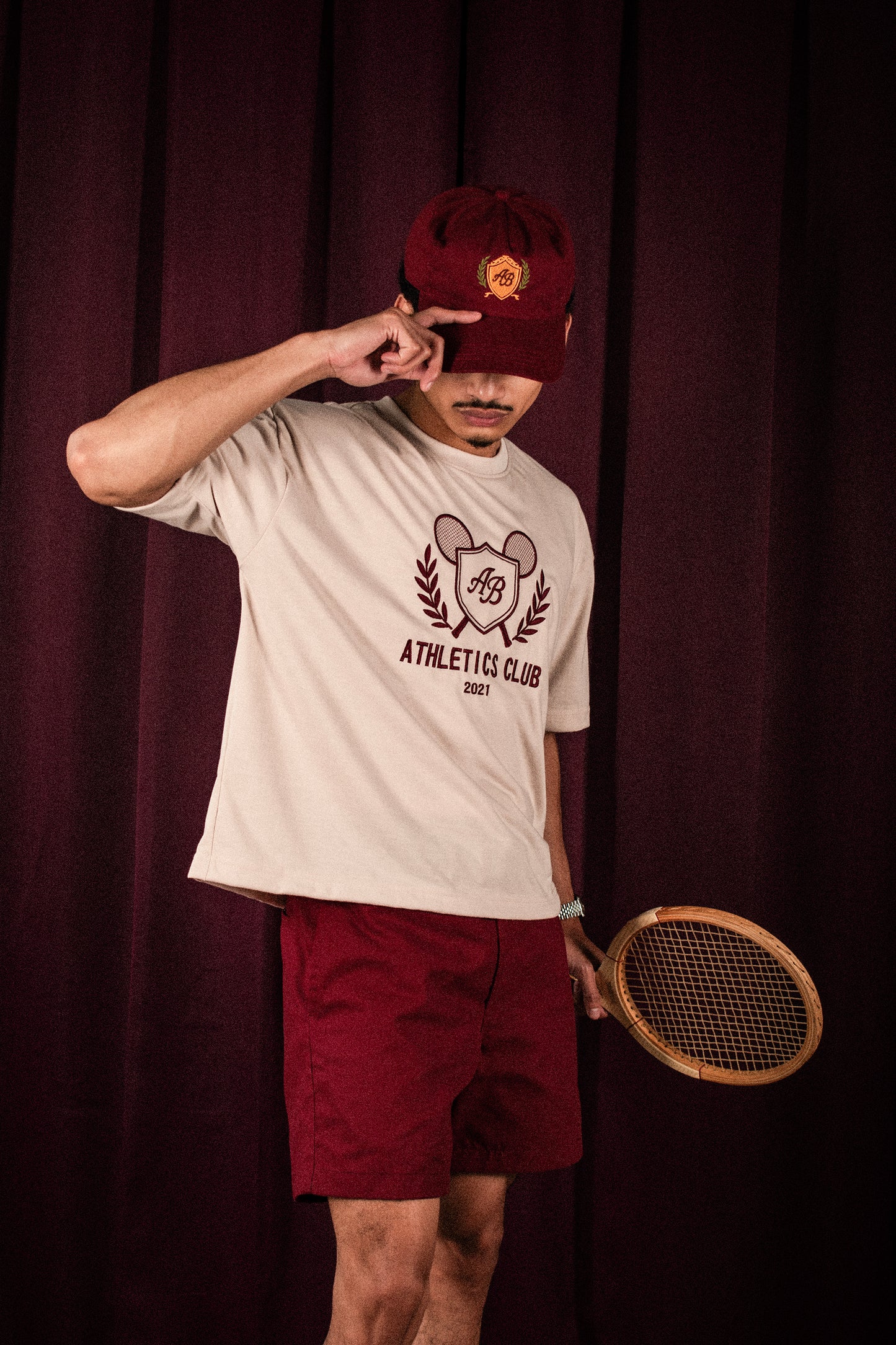 oversized box tee | athletics club in crème