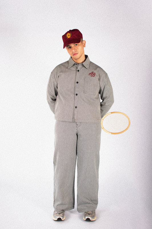 wide-leg trousers | ash stripes