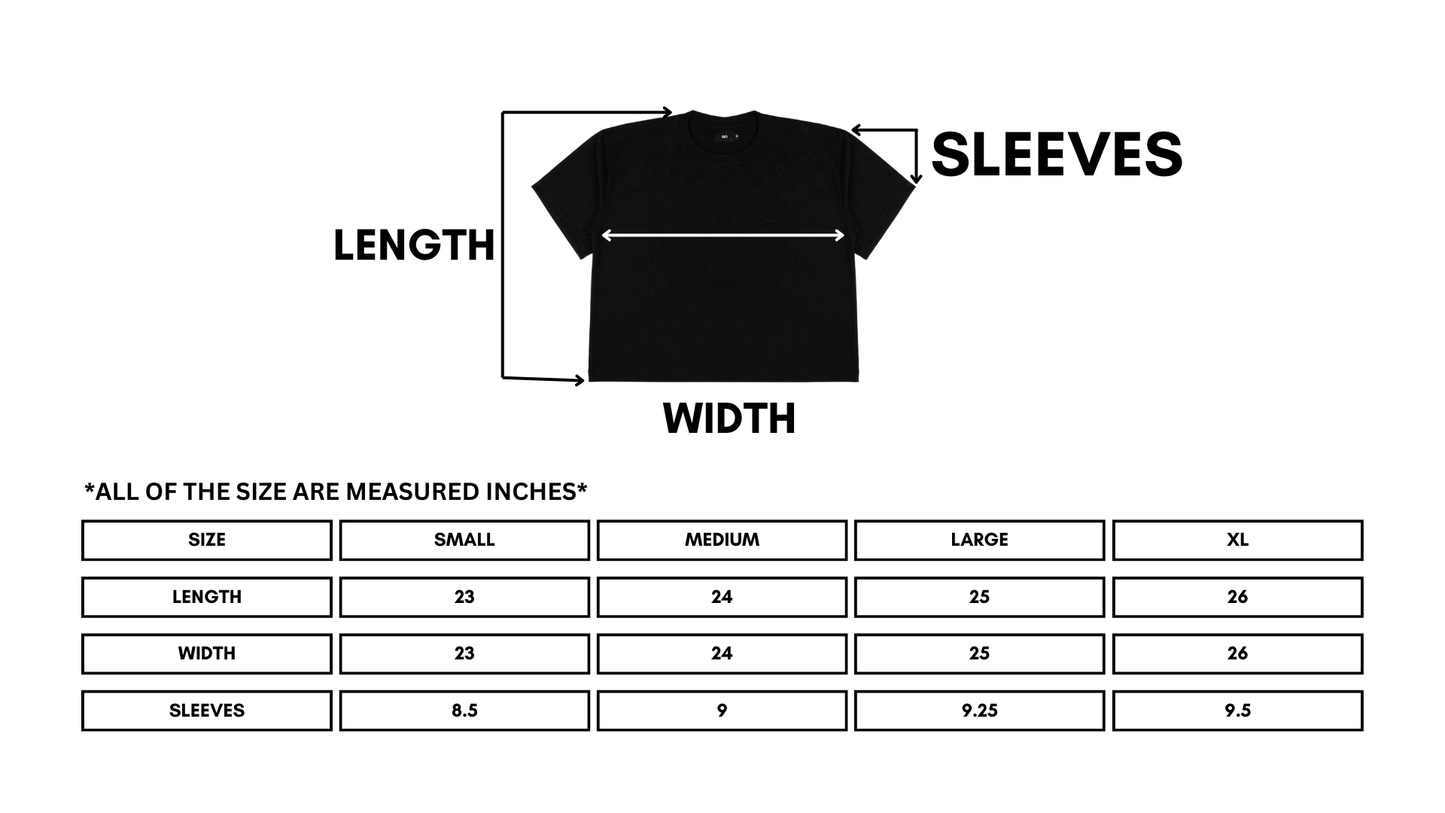 oversized tee | "cropped and box" fit | 260gsm | endless summer | black