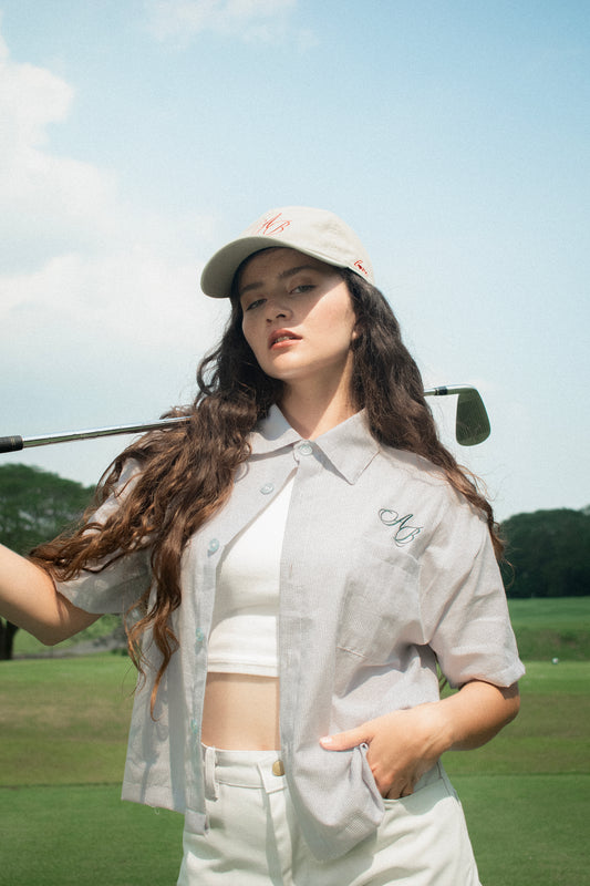 boxy cropped polo shirt | love of vintage in ash