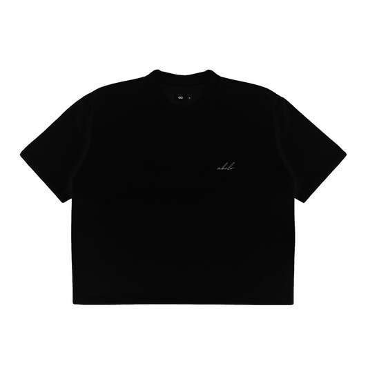 oversized boxy cropped tee | black