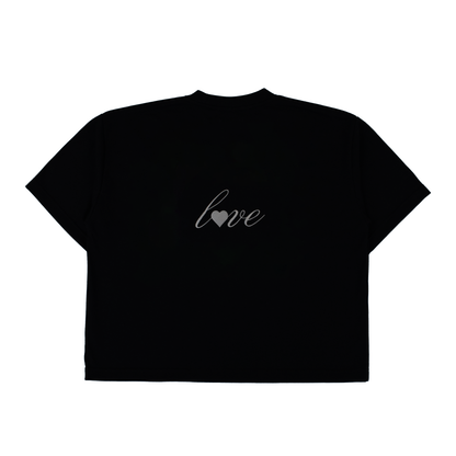 oversized tee | "cropped and box" fit | 260gsm | love of vintage | black