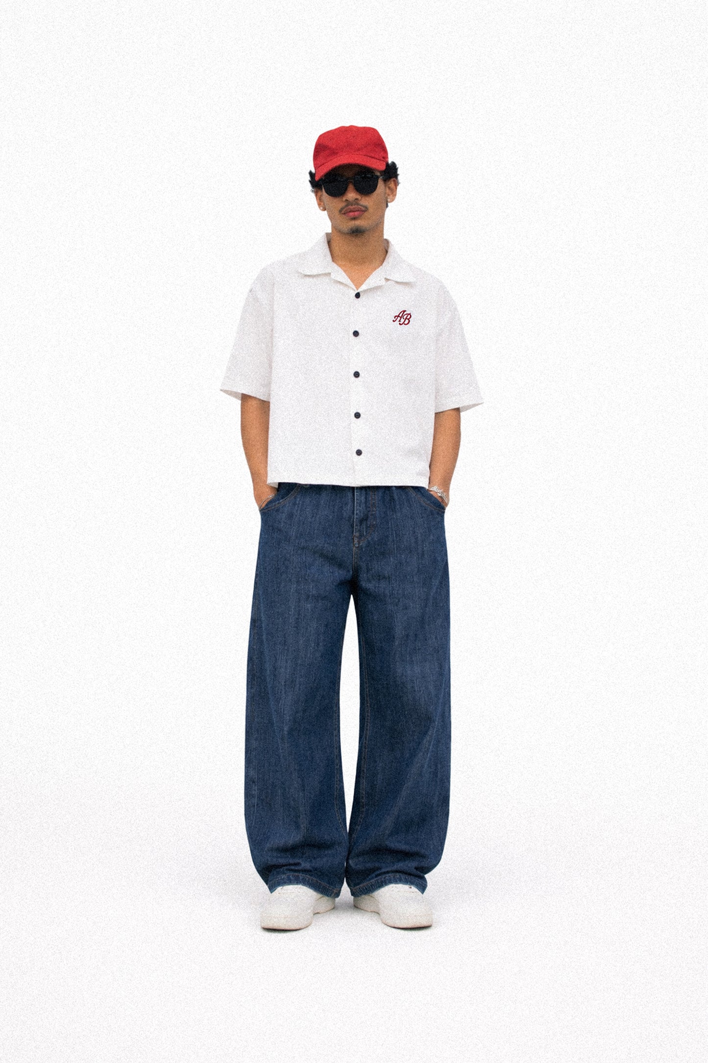 wide-leg trousers | pin stripe denim
