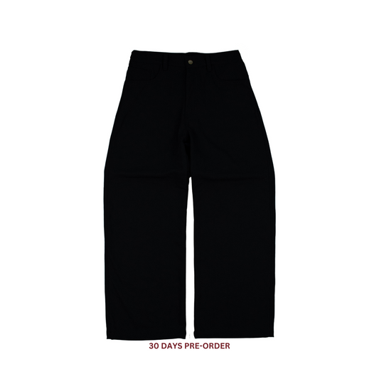 PRE-ORDER | 30 DAYS | wide-leg trousers | classic belt-loop | wide & straight | denim twill | black