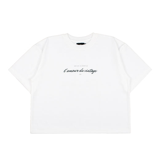 oversized tee | "cropped and box" fit | 260gsm | love of vintage | vintage white