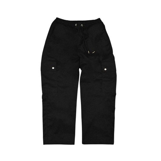 cargo pants | wide & straight | double-snap | black