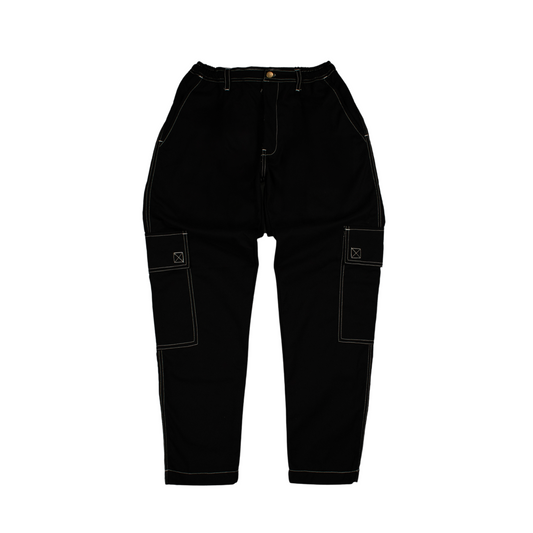 work trousers | utility hexa-pockets | hybrid belt-loop | loose-fit | classic twill | reversed black