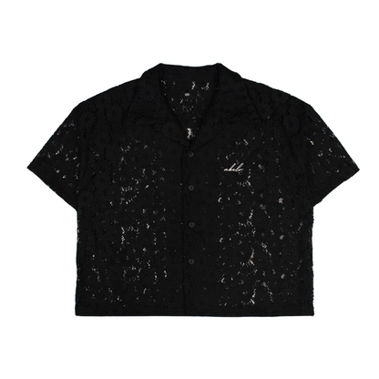 lace italian box polo shirt | midnight flora