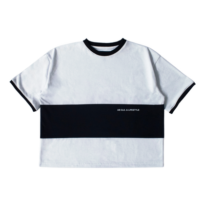 oversized tee | "cropped and box" fit | 260gsm | dual-tone | black & white