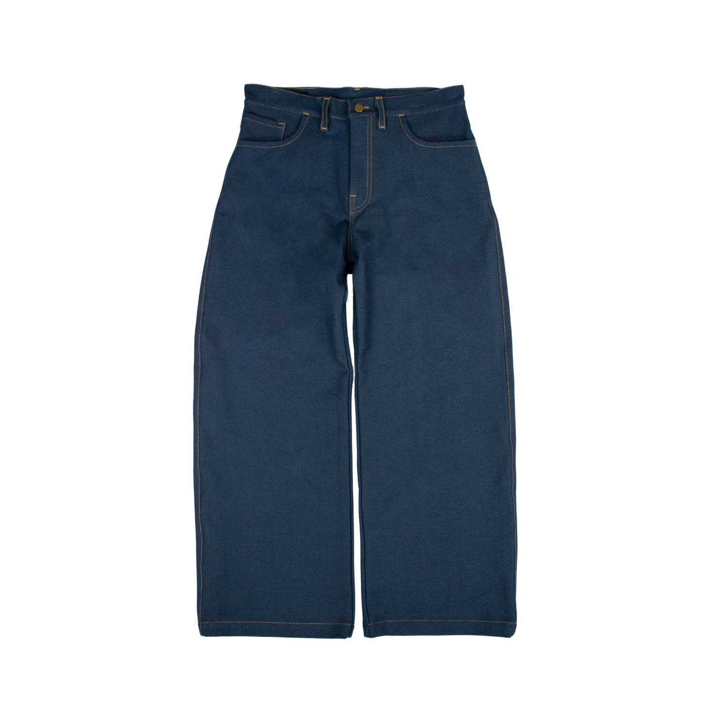 denim wide-leg trousers | navy