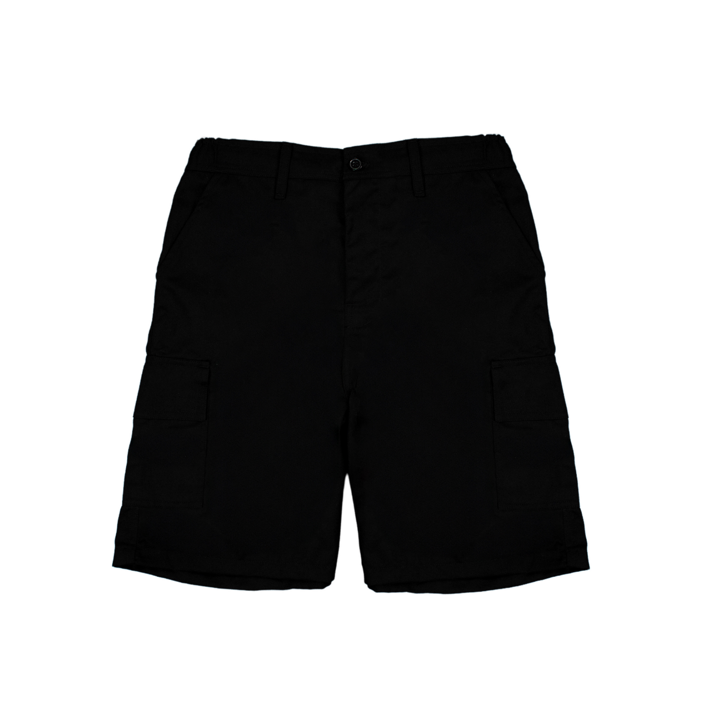 long shorts | hybrid belt-loop | below-knee | black