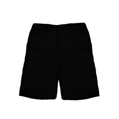 long shorts | hybrid belt-loop | below-knee | black