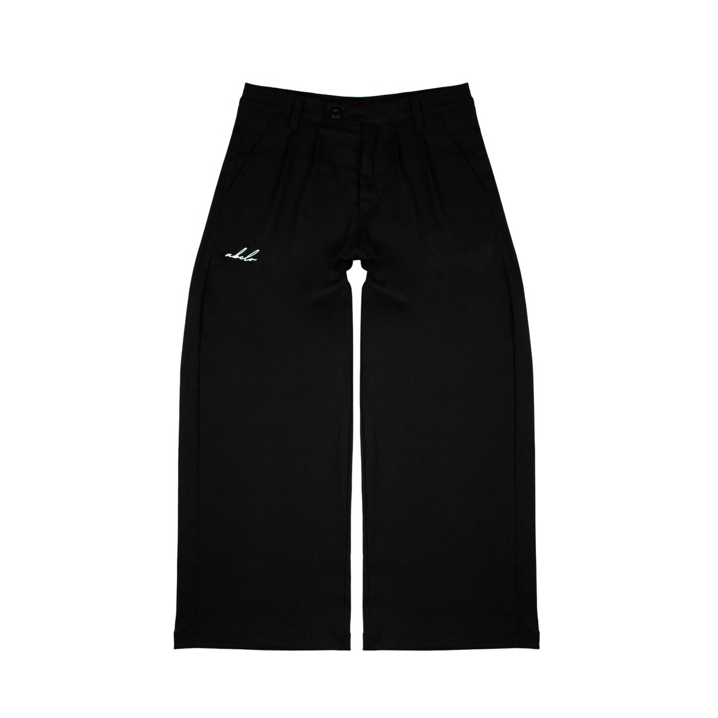 wide & straight pleated trousers | black