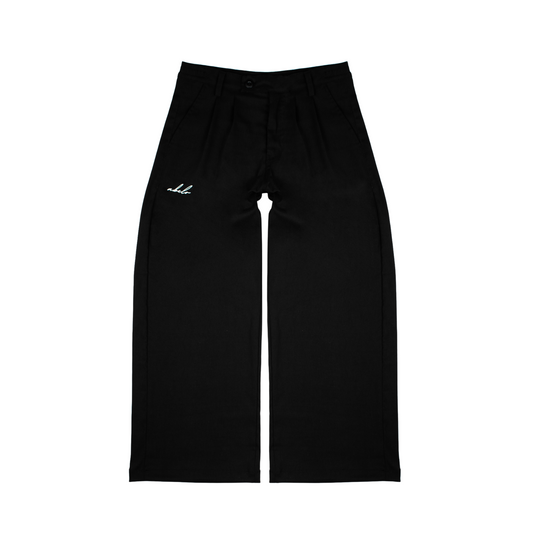 wide & straight pleated trousers | black