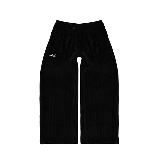 wide & straight pleated trousers | black velvet