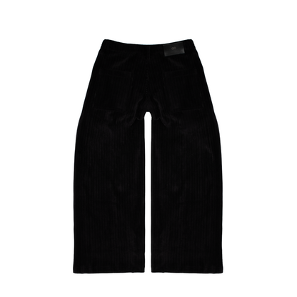 wide & straight pleated trousers | black velvet
