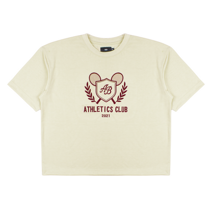 oversized box tee | athletics club in crème