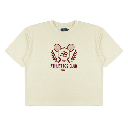 oversized box tee | athletics club in crème