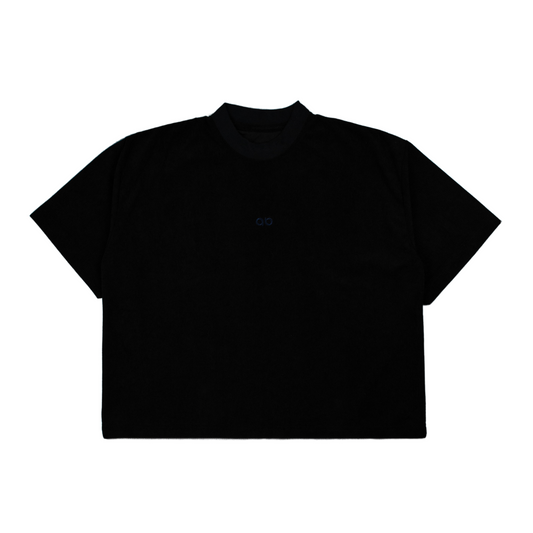 oversized tee | "cropped and box" fit | corduroy | sapphire embroider logo | black