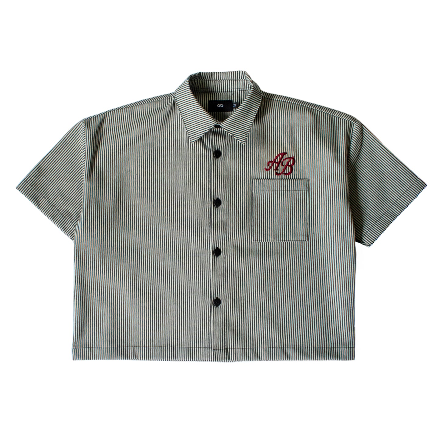 boxy cropped athlete's polo shirt | ash stripes