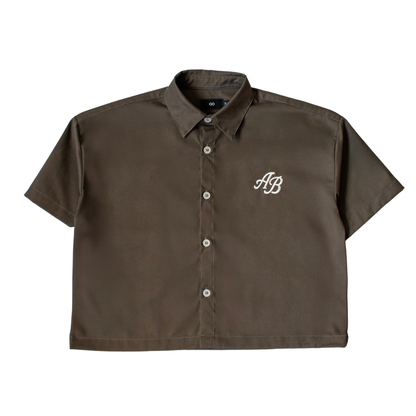 boxy cropped polo shirt | earth