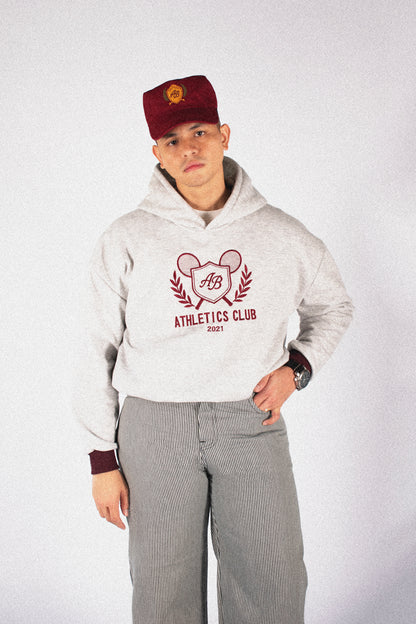 oversized box hoodie | athletics club in ash & auburn