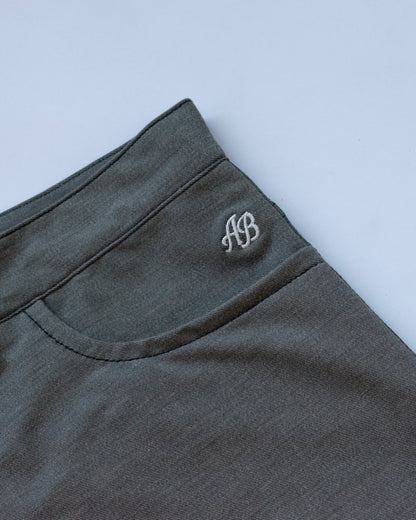 wide-leg trousers | soft gray