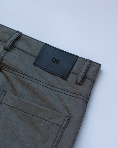 wide-leg trousers | soft gray
