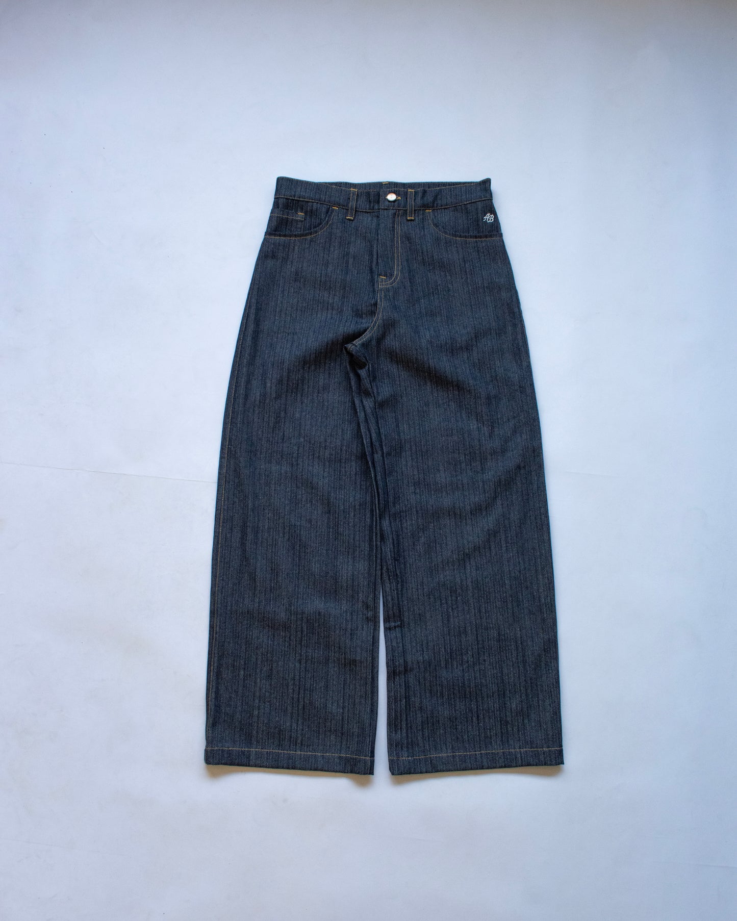 wide-leg trousers | pin stripe denim