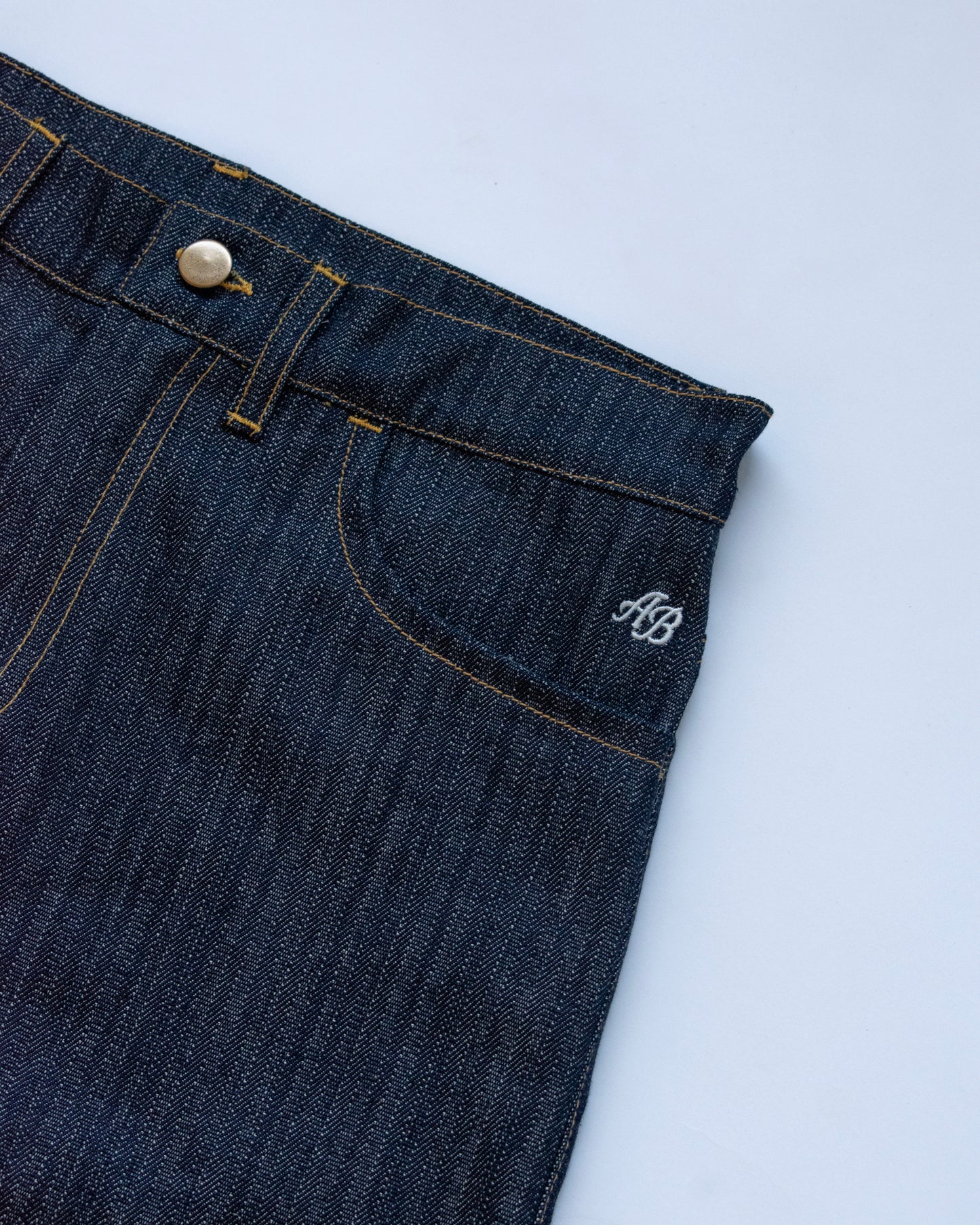 wide-leg trousers | pin stripe denim