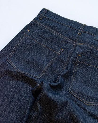 wide-leg trousers | pin stripe denim