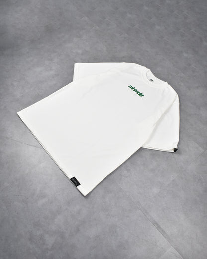 oversized tee | mock neck ep1 | minimalist | vintage white & green